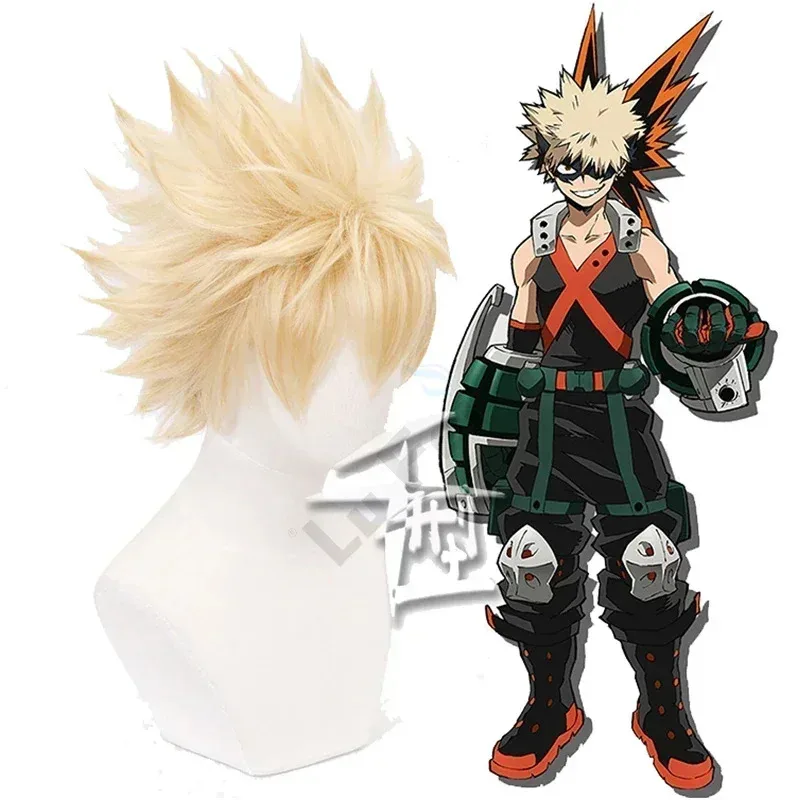

Аниме My Hero Academia Baku No Hero Bakugou Katsuki Bakugo Короткая льняная блондинка Термостойкий косплей костюм парик