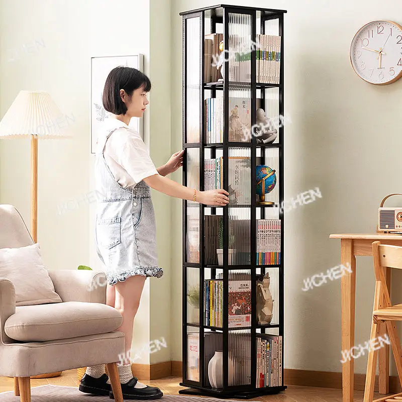 

JC вращающаяся на 360 градусов книжная полка, напольная стойка для хранения, креативный книжный шкаф для дома, гостиной, студентов, детей