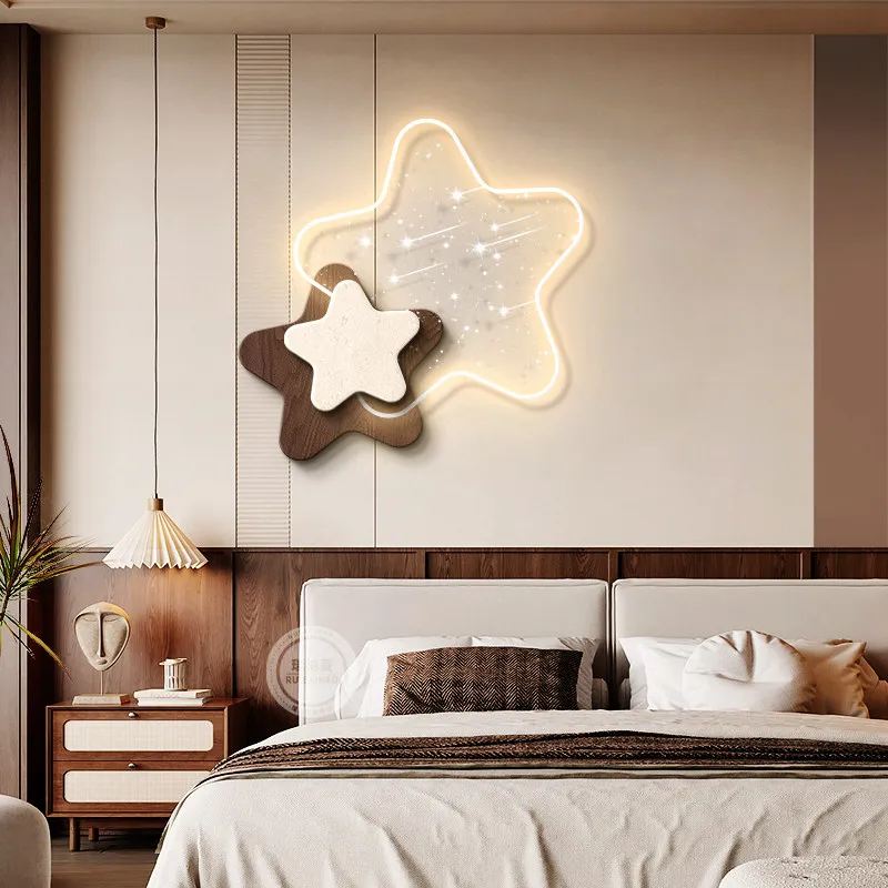 Middle ancient French style bedroom headboard decoration painting with a high-end feel, children's room wall lamp