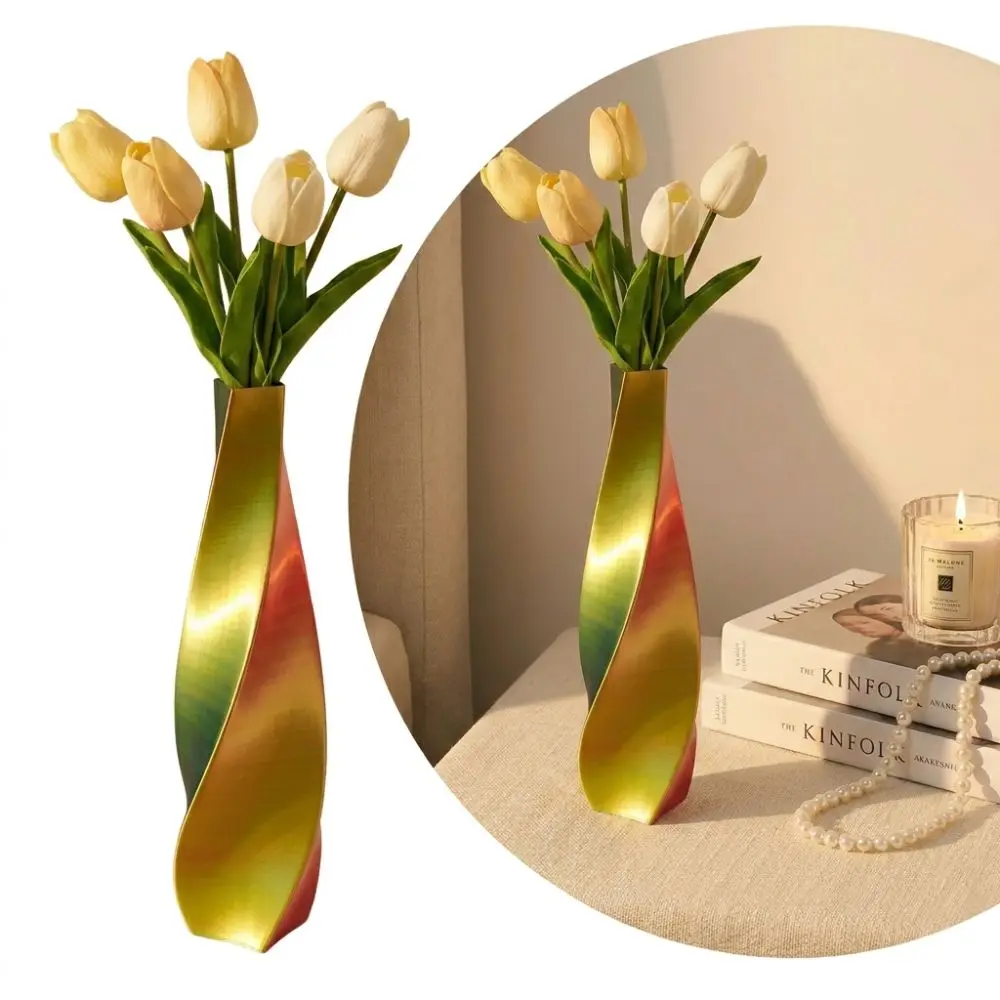 Twisted Design 3D Printed Flower Vases Flower Arrangement Gradient Color Decorative Flowerpot Modern Twisted Flower Bottle