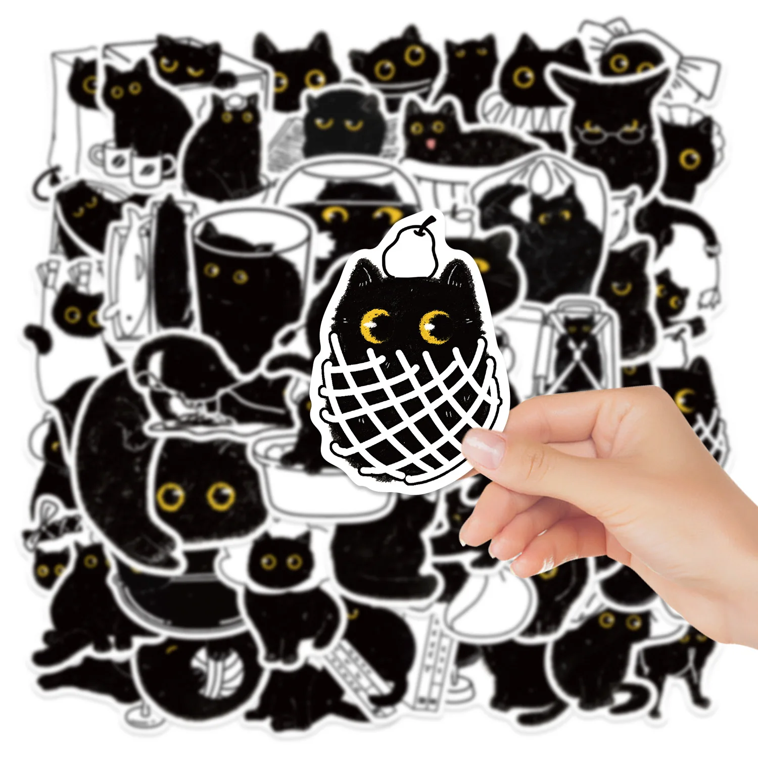 10/50 قطعة الأسود القط الحياة سجل الكتابة على الجدران ملصقات الكولاج المواد ملصق للهاتف الكمبيوتر المحمول القرطاسية DIY بها بنفسك اللعب سر ﻿