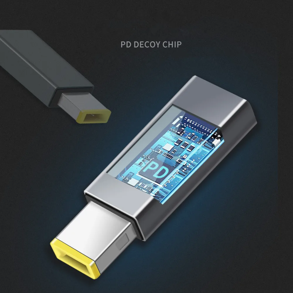 Adattatore PD 1Pc convertitore di punta adattatore per Laptop quadrato da USB tipo C a 10*6mm per Laptop Lenovo 90W o inferiore con punta quadrata cc