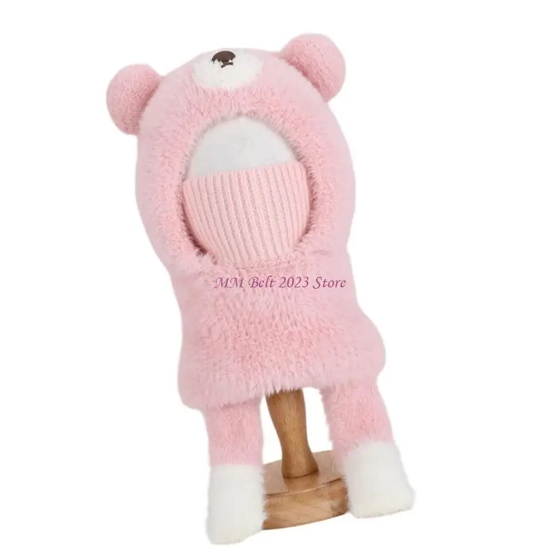 

49ME мультяшная шапка-балаклава с гетрами на шею, эластичная вязаная шапка-ушанка, зимняя одежда