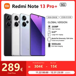 Xiaomi-Smartphone Redmi Note 13 Pro Plus 5G, versión Global, MTK Dimensity 7200-Ultra 200MP, cámara OIS, NFC, 120W, hipercarga