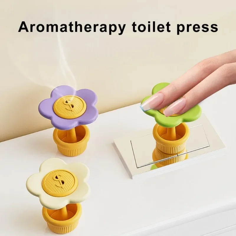 2Pcs Toilet Press Flower-shaped Toilet Tank Button with Aromatherapy Slot for Bathroom Decoration Pusher for Toilet