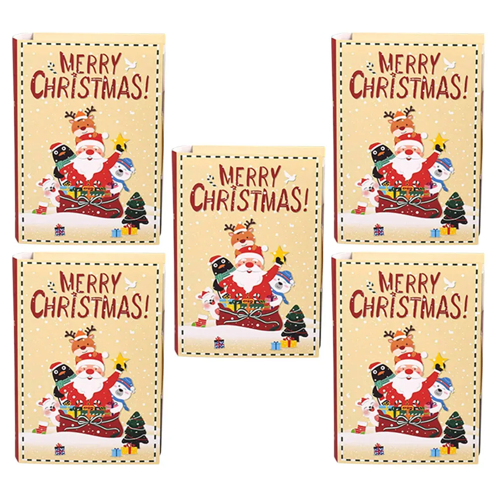 

5Pcs Book Shaped Cookie Boxes Christmas Gifts Lids Party Festival C y Containers Sweets Paper Case Holiday Present Ideas