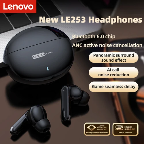 Imagen 2 del producto Nuevos Auriculares Lenovo LE253 TWS Inalámbricos Bluetooth 6.0 Sonido HiFi ANC Reducción de Ruido Auriculares para Juegos y Deportes con Micrófono