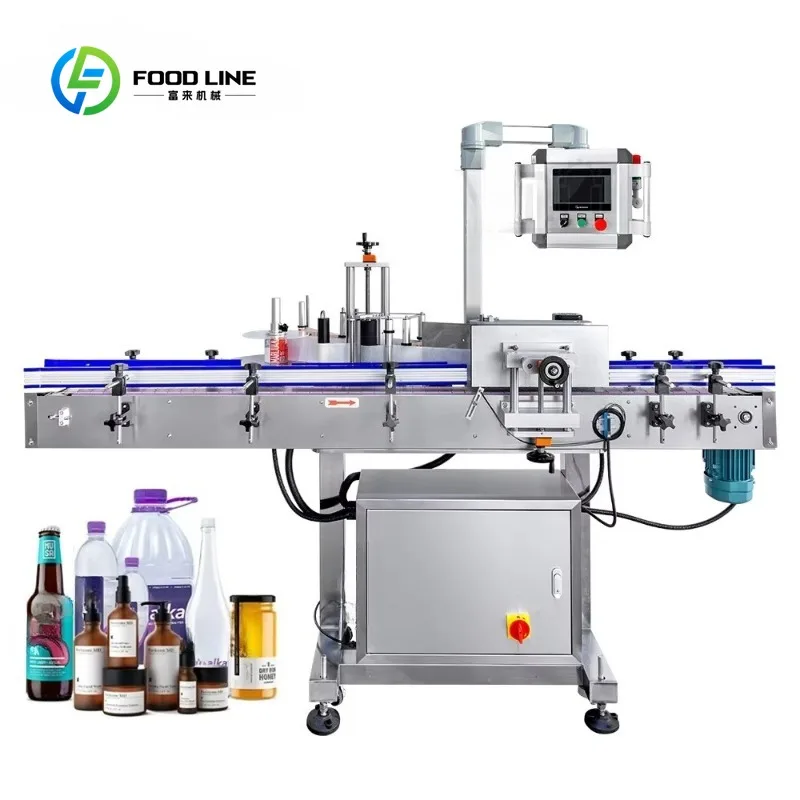 Automatic Labeler Sticking Machine Cosmetic Plastic Glass Bottles Label Auto Round Labeling Machine