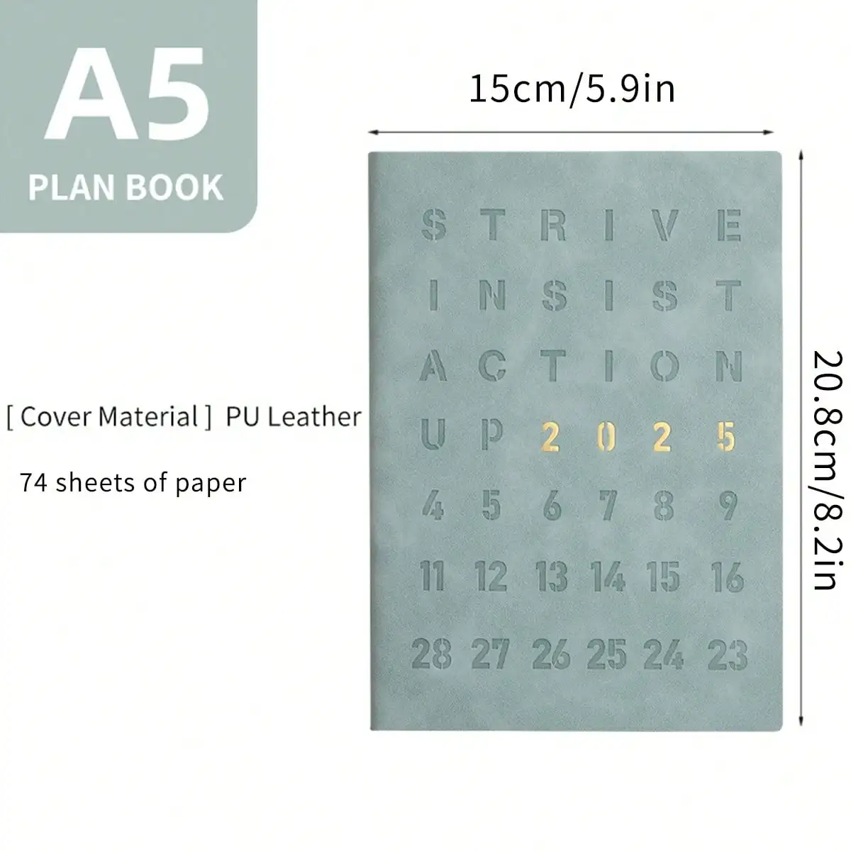 1Pc 2025 English Agenda Book English Daily Planner A5 Student Notebook Travel Punch Card Record Book