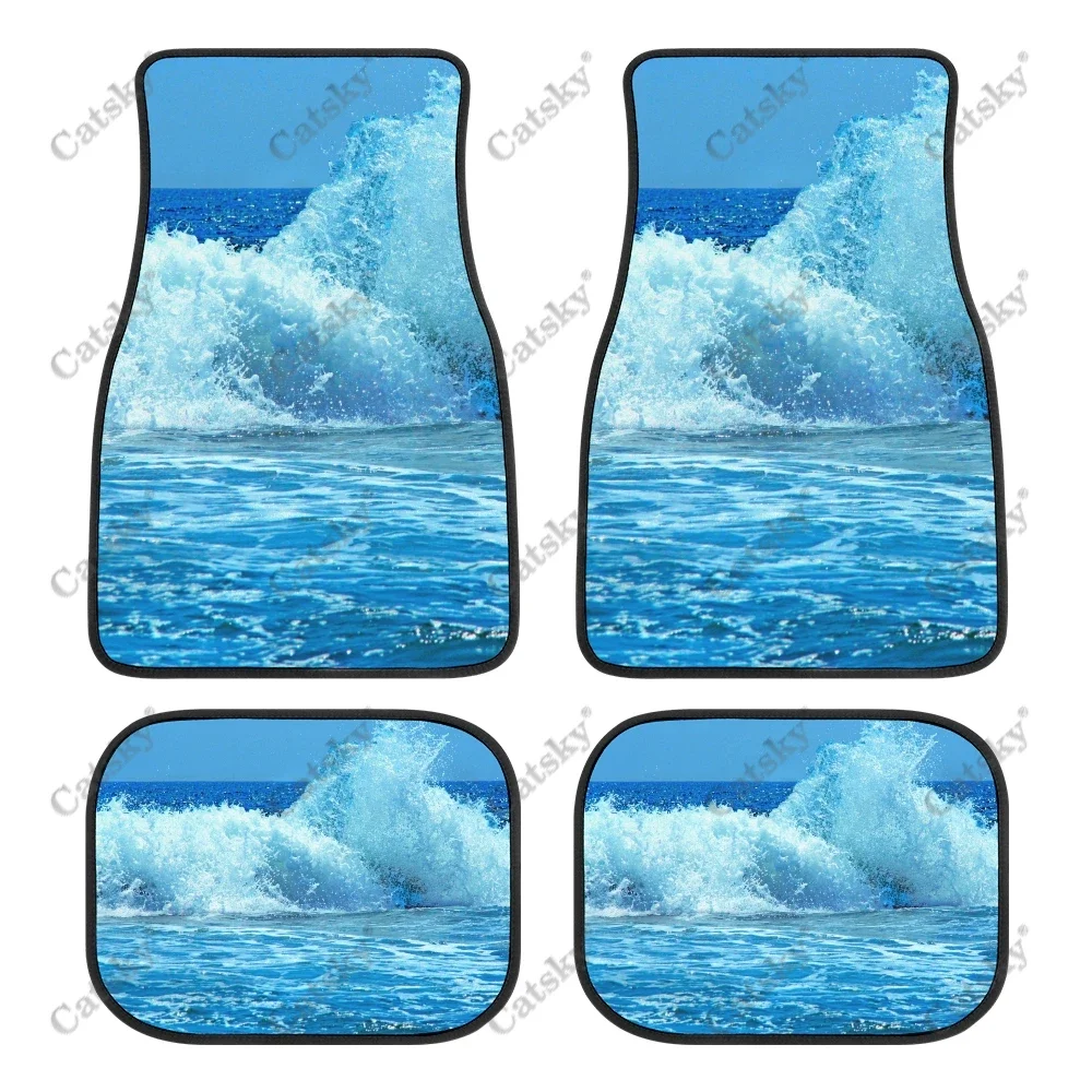 

waves spray Car Floor Mats Carpet Non-Slip Rubber Mats 4-Pack for Car Accessories SUV Truck Floor Mats