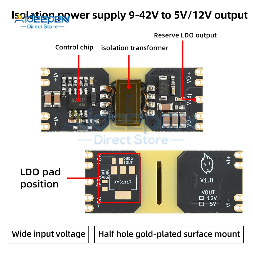 XC5015 Isolated DC-DC Converter 9-42V to 5V/12V