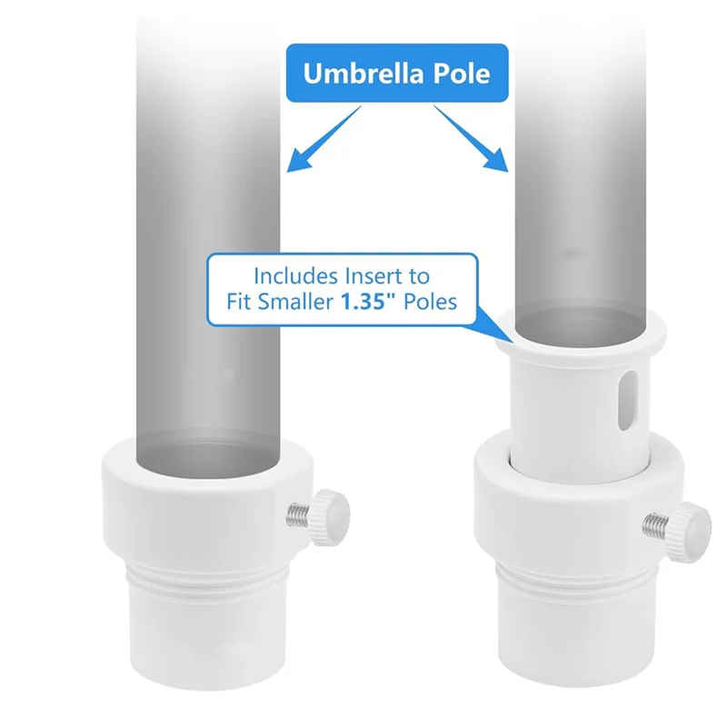 

B08B-Pool Umbrella Pole Stabilizer Sleeve Adapter-Fit 1.5In & 1.35In Umbrellas Hole Holder Insert For Baja Deck Pools Sleeves