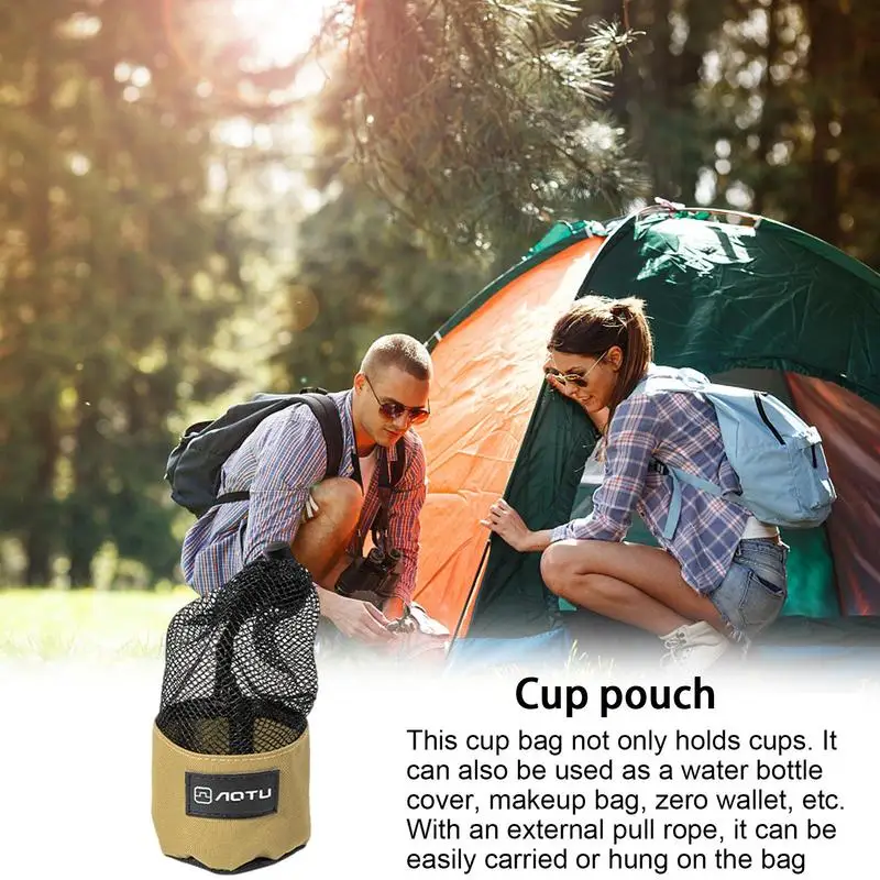 巾着付きメッシュボトルポーチ,ドリンクカップキャリア,防水,ホルダーバッグ,旅行,釣り,狩猟,ハイキング