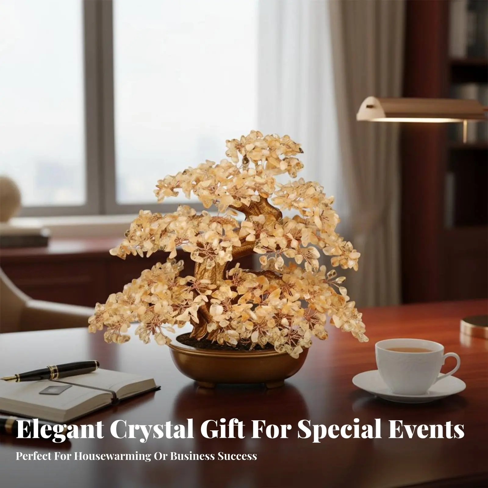 Handmade Crystal Money Tree, Crystal Bonsai, Wealth & Fortune, Housewarming, Business Opening Decoration view 2