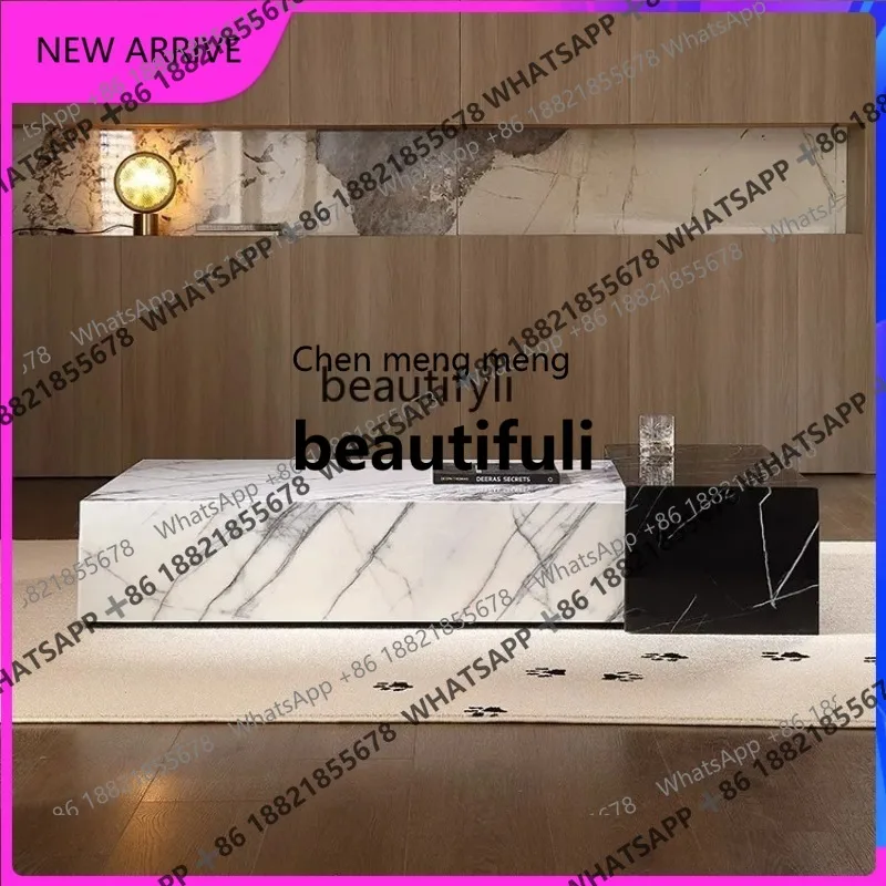 

X Marble coffee table, minimalist living room, modern minimalism for home use, rectangular high-end low table H