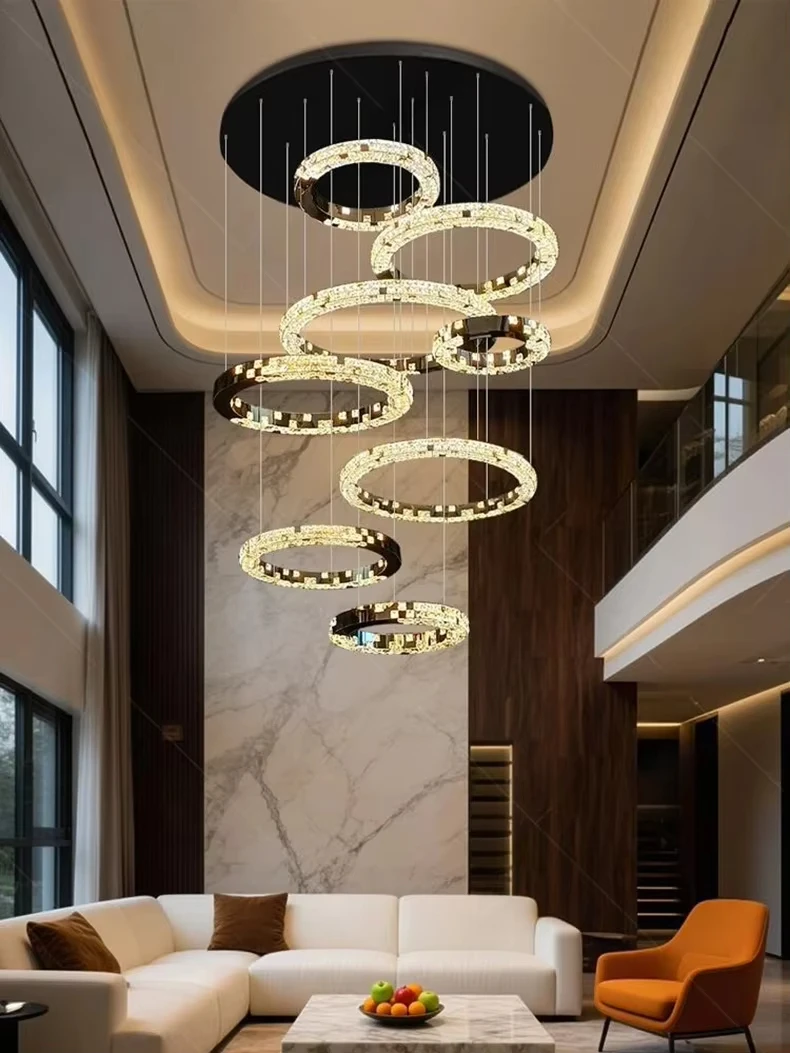 Italian Style Villa Led Chandelier For Home Decoration Cantilevered Ceiling Hollow Hall Living Room Crystal Lighting Fixtures