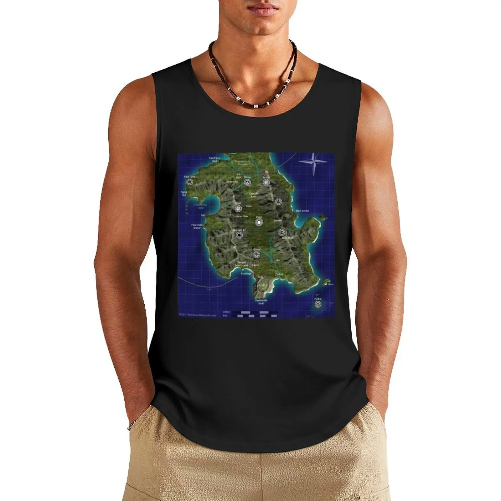 ABC Lost maps island lost island Tank Top tops Men's singlets