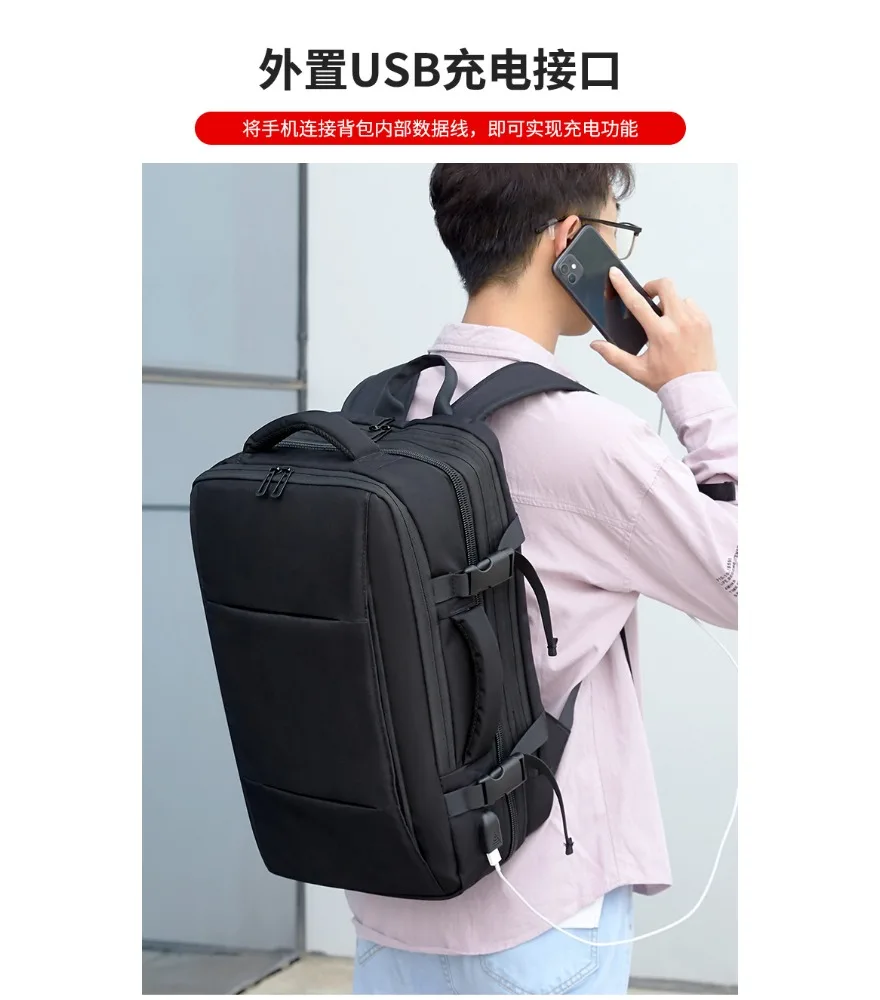 Backpack printing large capacity expansion travel Li business trip work computer bag printing backpack men
