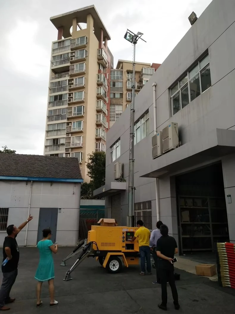 Mobile Light Tower Telescopic Mast Lightweight Compact Design Easy Transport For Municipal Road Emergency Repair Lighting