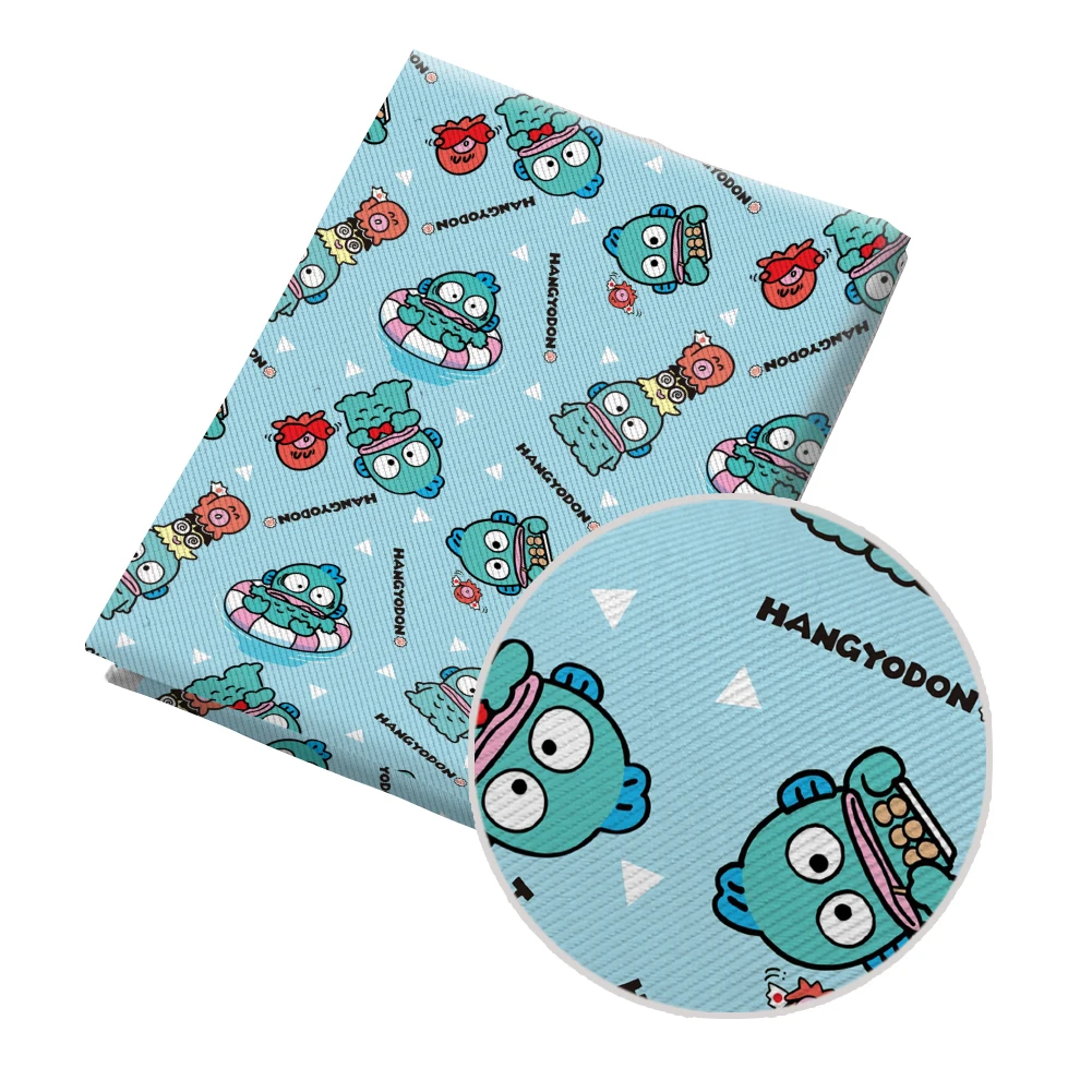 Japan Cartoon Sanrio Hangyodon Pattern Printed Twill Fabric for Patchwork Quilting Fabrics