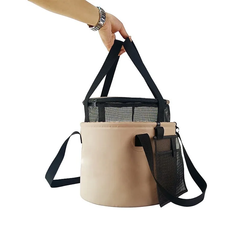 Foldable PVC Water Bucket with Mesh Bag for Camping Fishing Outdoor Travel