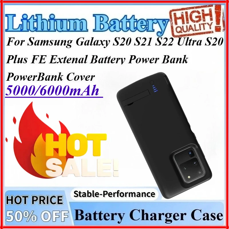 

5000/6000mAh Battery Charger Case For Samsung For Galaxy S20 S21 S20 Plus S22 Ultra Extenal Battery Power Bank PowerBank Cover