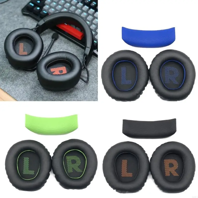 Almohadillas para los oídos de cuero proteico, diadema para auriculares inalámbricos JBL Quantum 350 360, piezas de reparación de almohadillas para los oídos