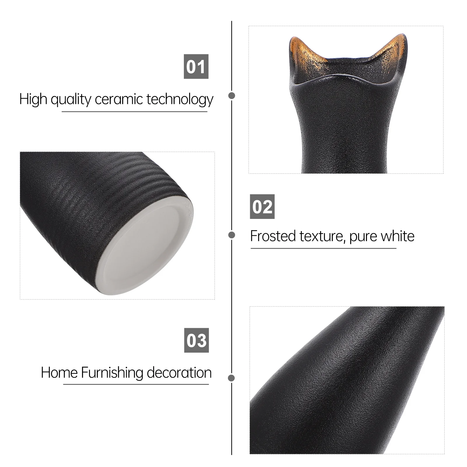 

1Pcs Cat Ear Ceramic Flower Vase Creative Home Furnishing Planter for Living Room Bedroom Desk Decor Hydroponic Plants Container