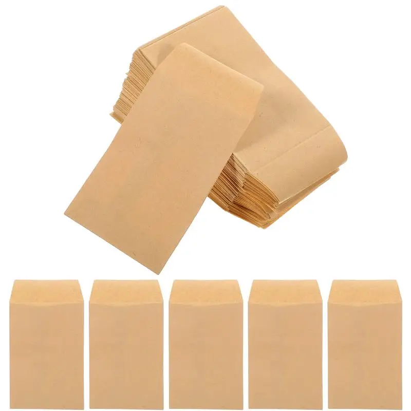 100 Pcs Seed Envelope Money Bag Kraft Paper Envelopes Gift Card Envelopes Kraft Paper Saving Coin Key For Storing Small Items