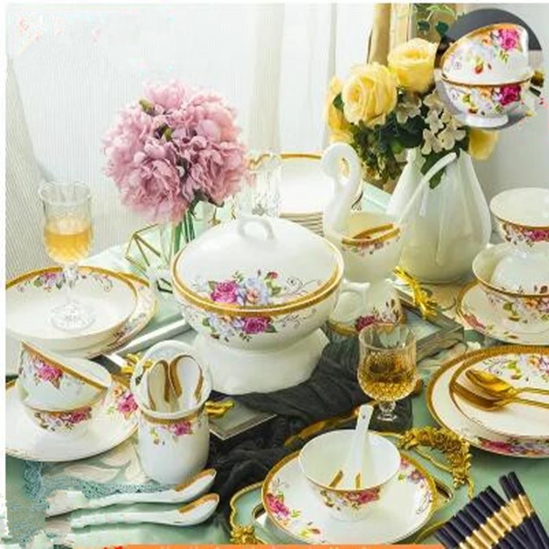 Dinnerware Sets high-grade bone china tableware suit, Chinese style A set 60 pieces