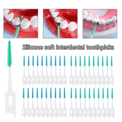 Interdental Silicone Brushes Dental Toothpicks Brush Between Teeth Silicone Toothpicks With Thread Oral Cleaning Tool