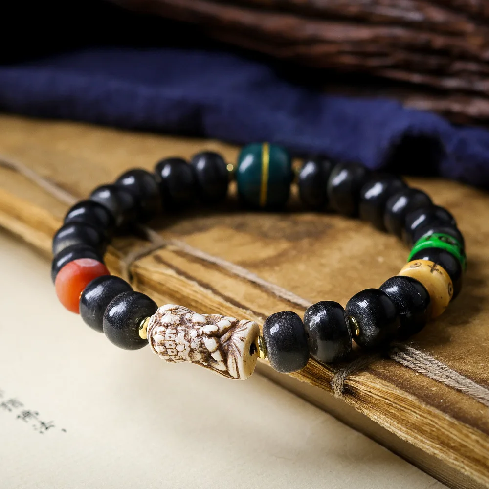 Original design black donkey hooves barrel beads bracelet cultural toys bones zakiram ethnic style strings
