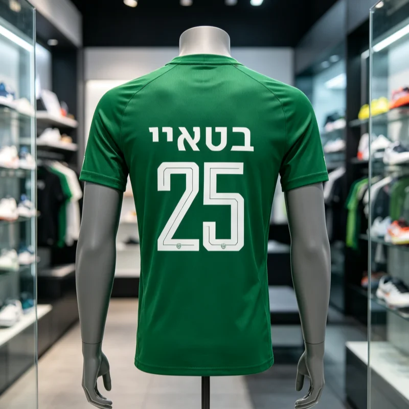 26-27 Neues Haifa Maccabi Fußballtrikot Sommer 3D-Druck Schnelltrocknendes Sport-Kurzarm-T-Shirt für Männer und Frauen Familienkleidung – Detail 1