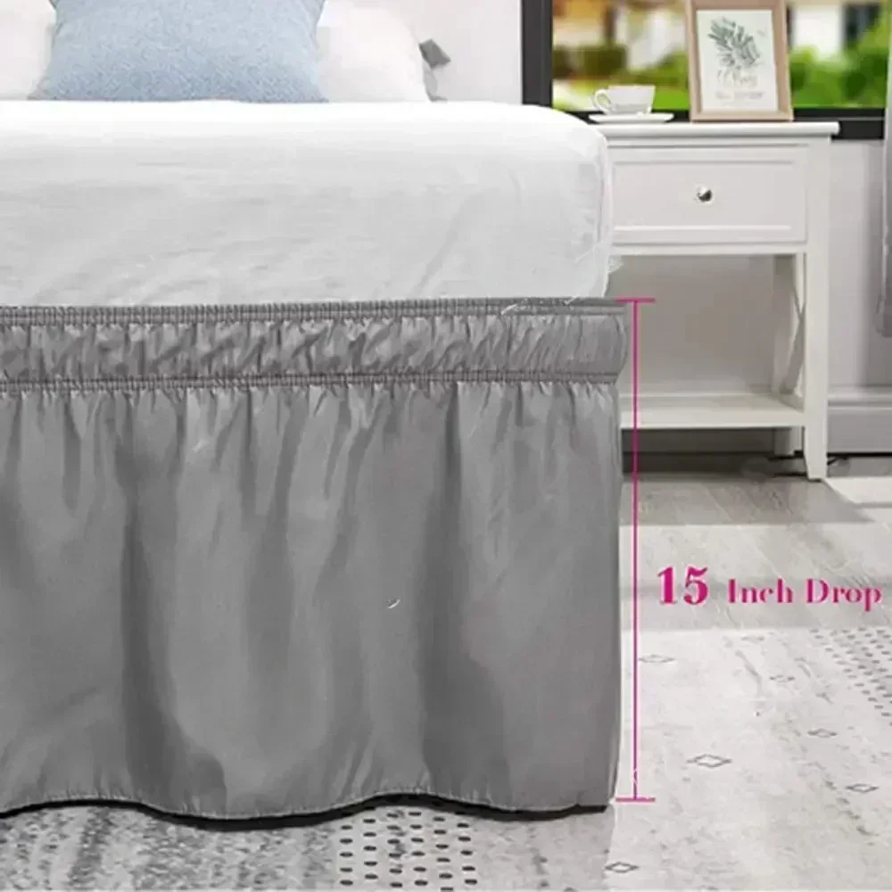 Twin/Full/Queen/King Size Bed Skirt Dust Ruffle Fit Bedspread Double Bed Skirt Adjustable Elastic Belt 40cm Height Jupe De Lit