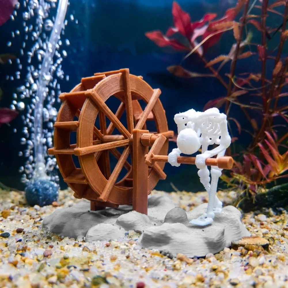 Easy Setup The Dynamic Helmsman Lifelike Creative Bubble-Powered Skeleton Aquascap Decorative Animated Skeletons Statue