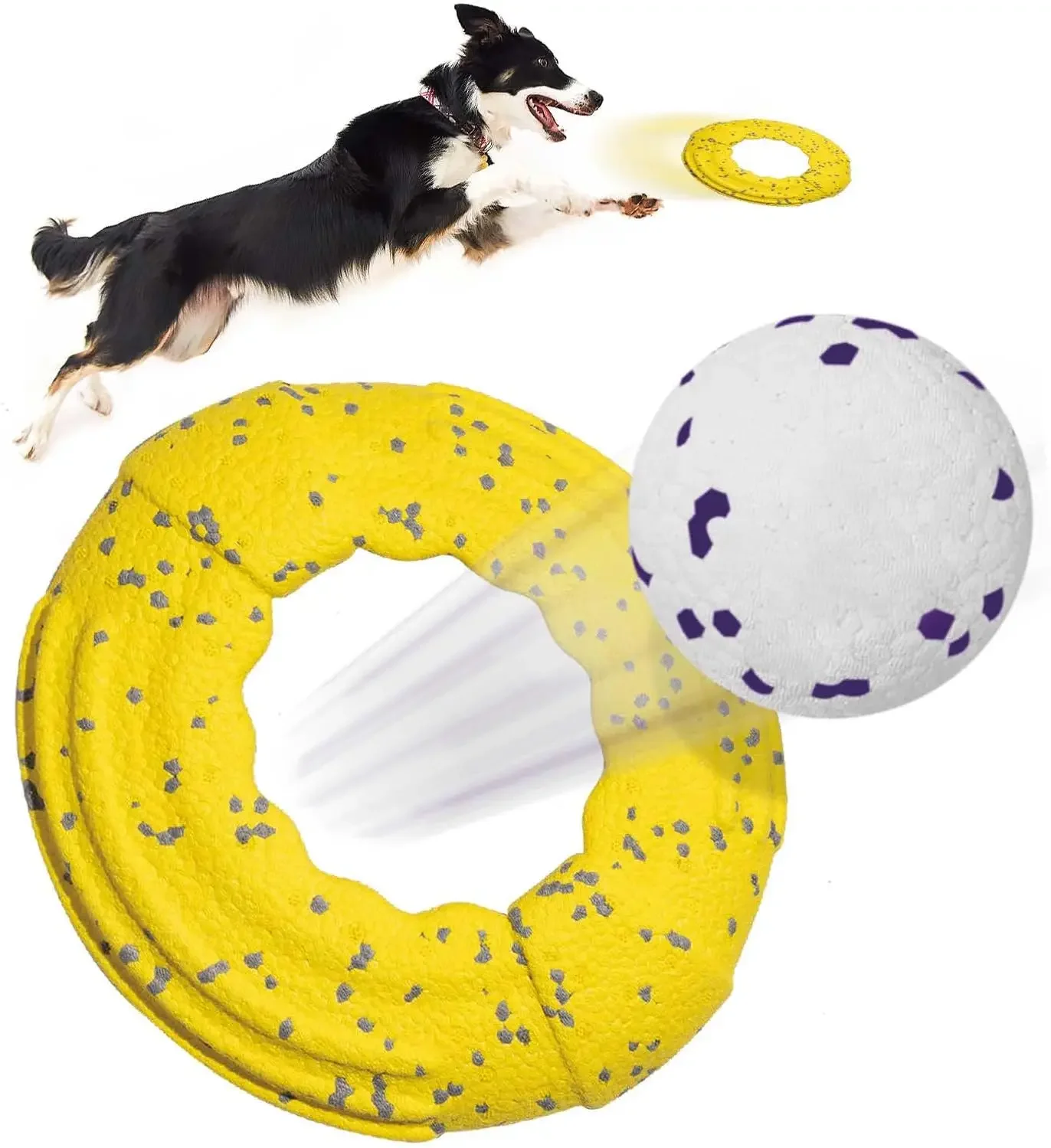 

Dog Fetch Toys Tennis Balls 2Pcs Indestructible Dog Flying Disc Lightweight High Flying Aerodynamic Long-Distance Floatable