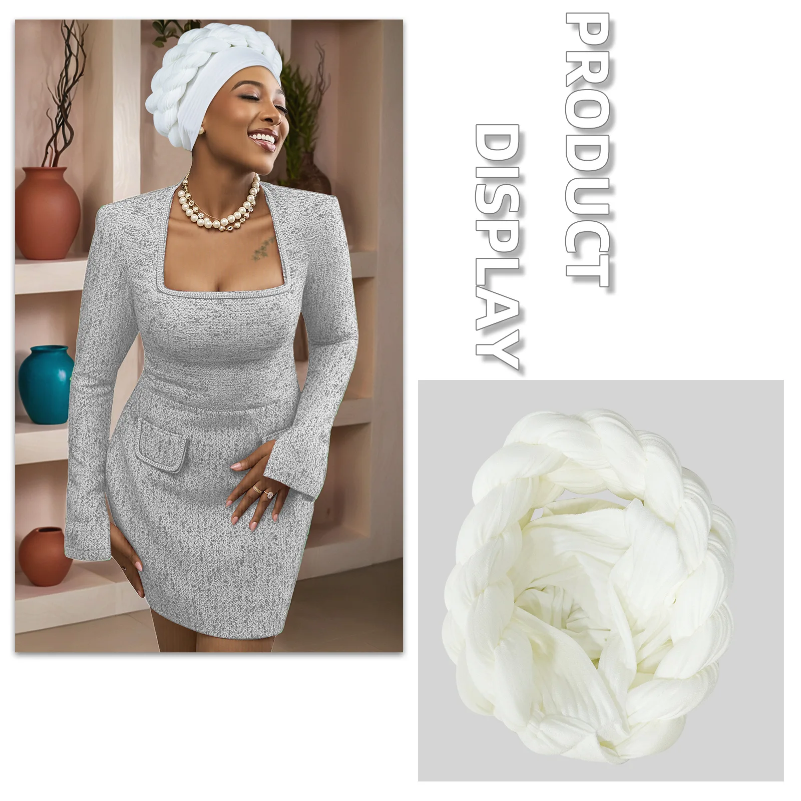 Big Braids Turban Muslim Women Hijab Bonnet Headscarf Chemo Cap African Auto Gele Headties Islamic Hair Loss Headpiece Head Wrap