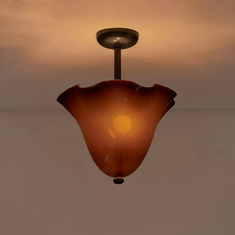 Retro skirt hem glass ceiling pendant lamp dining bedroom lamp entrance atmosphere interior decoration LED lamp