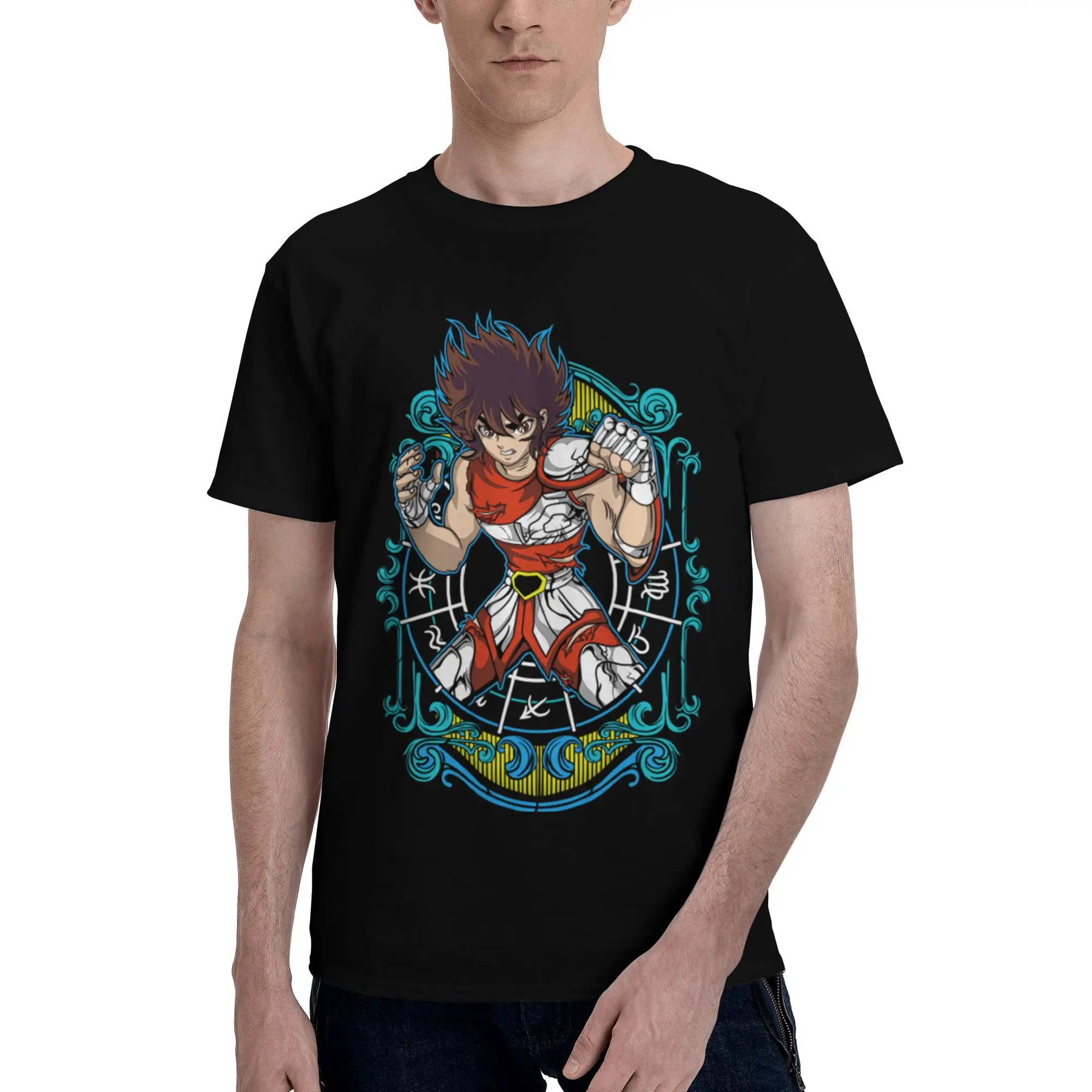 

Custom Saintes Seiya Men T Shirt Pre-shrunk Cotton Tees Tshirt Short Sleeve Fashion T-shirt Clothes