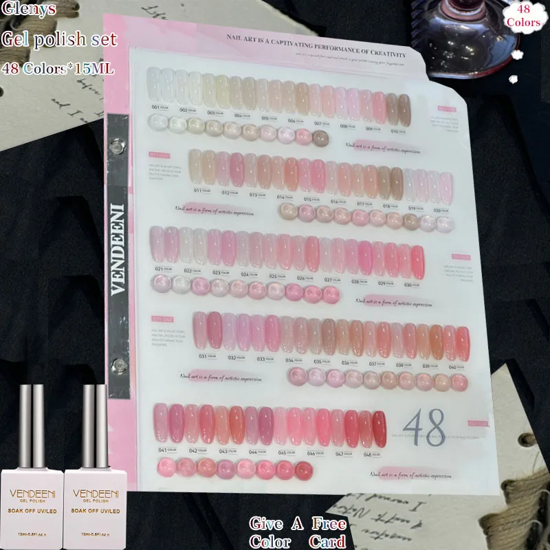 Glenys 48 color nail polish powder tender semi permeable immersion gel color matching card factory direct sales varnish set