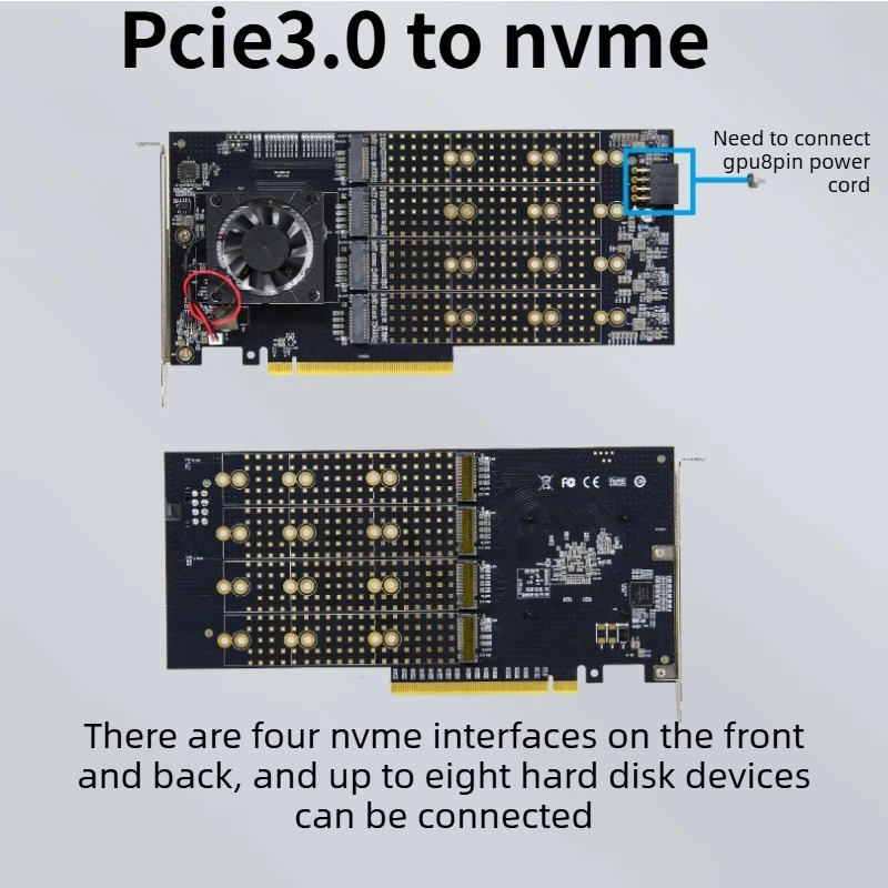 PLX8749 drive-free main board split integrated compatible module 8 disc 22110m.2 expansion card 8-Disk M. 2 NVME Expansion Card