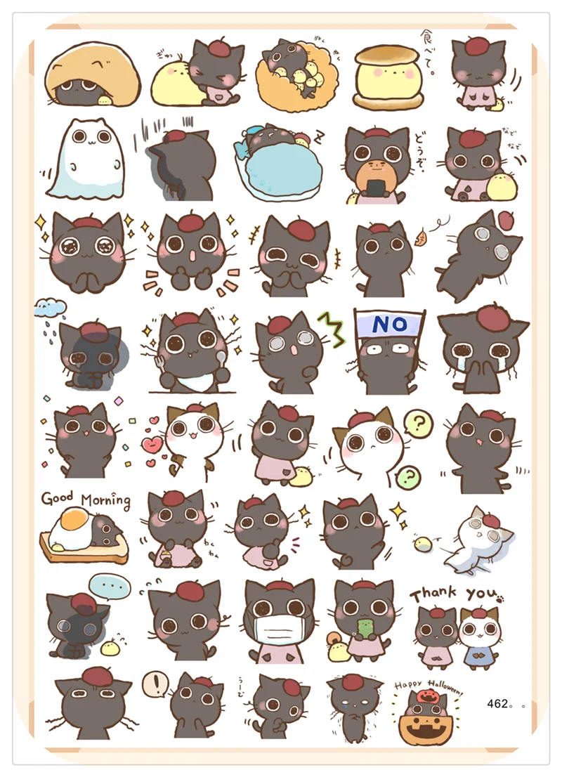 40pcs Cute Cats Hand Account Stickers Decal For Phone Car Case Waterproof Laptop Album Diary Backpack Kids Toy Stickers