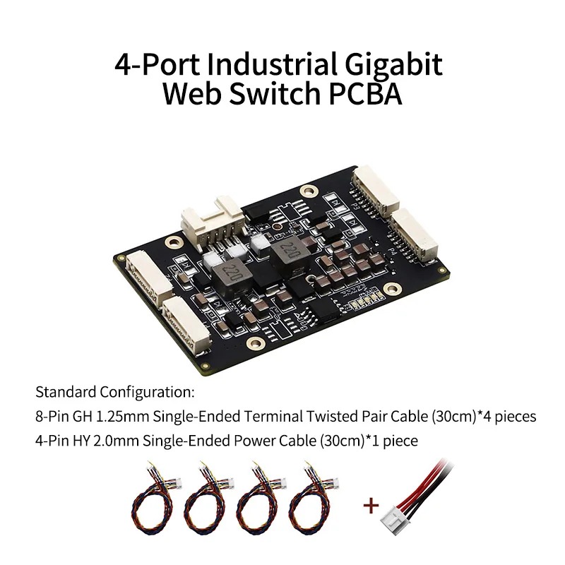 Módulo de interruptor VLAN gerenciado Gigabit L2 de 4 portas de nível industrial Mini Switch PCBA placa-mãe