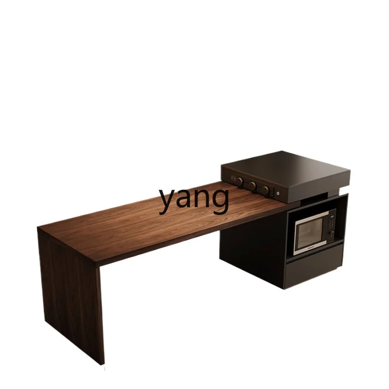 

Lmm dining table integrated retractable walnut multi-functional falling table advanced sense middle guide table