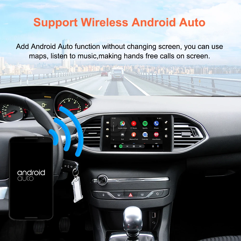 Bonroad Wireless Carplay Android Auto Nachrüst-Kits, passend für Peugeot&Citroren SMEG&MRN NAC 208 308 508 3008&C4 DS3 DS4 DS5 – Detail 6