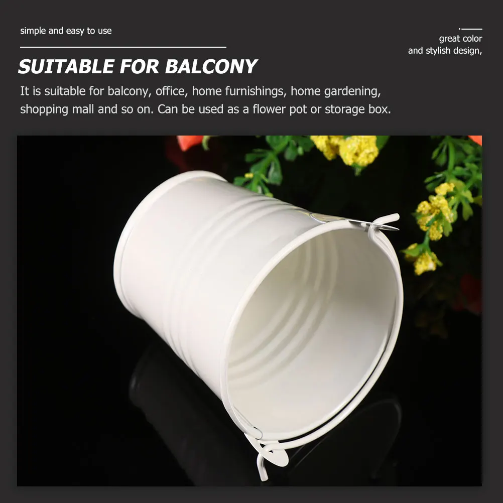 

Retro Iron Small Flowerpot Round Tin Simple Iron Bucket Planter Succulents Garden Decor Photo PropVintage Metal Container