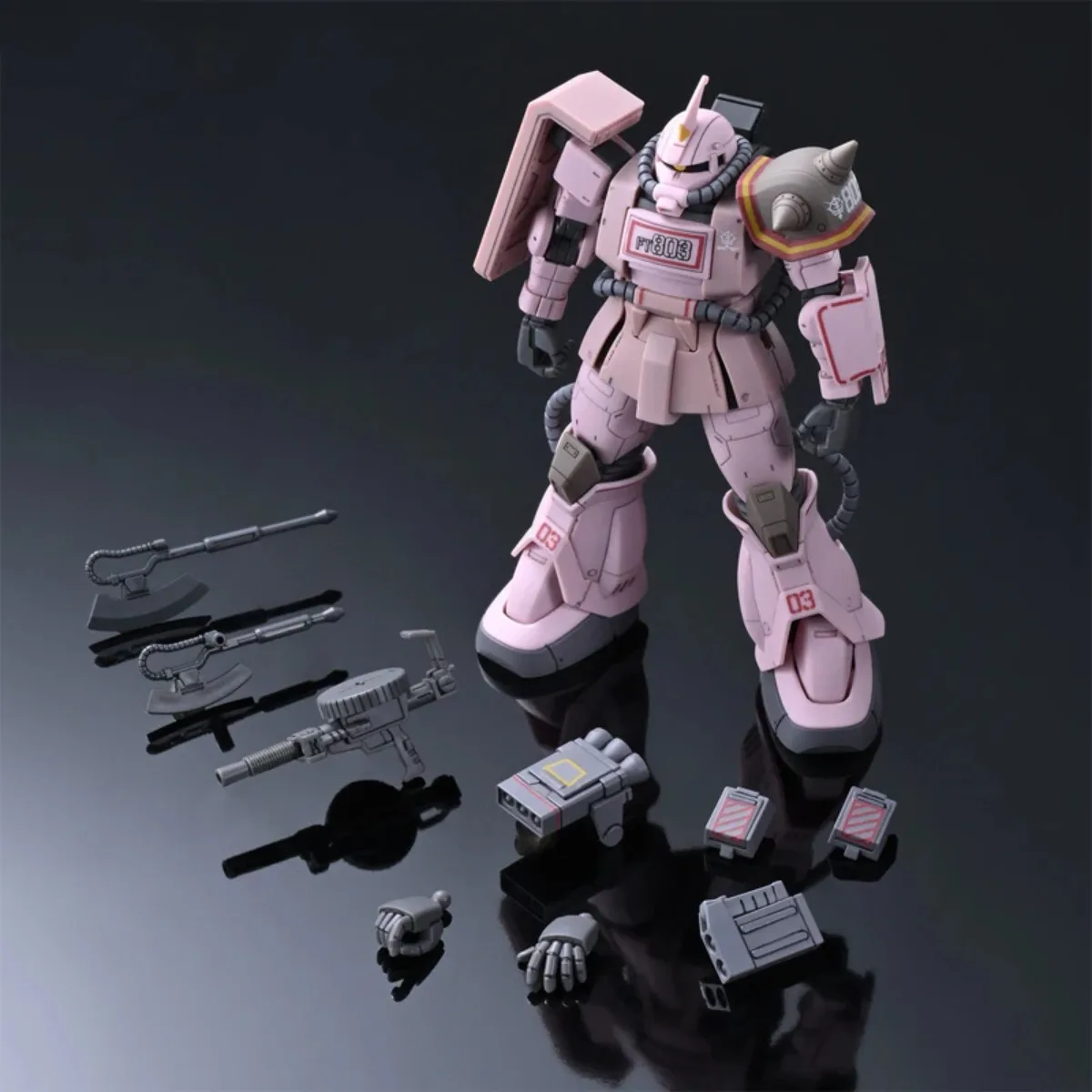 Bandai – Kits de modèles de dessin animé Gundam authentiques, Zaku, Type désert, panthère rose, jouet HG GTO 1/144, figurine d'action, cadeau de noël