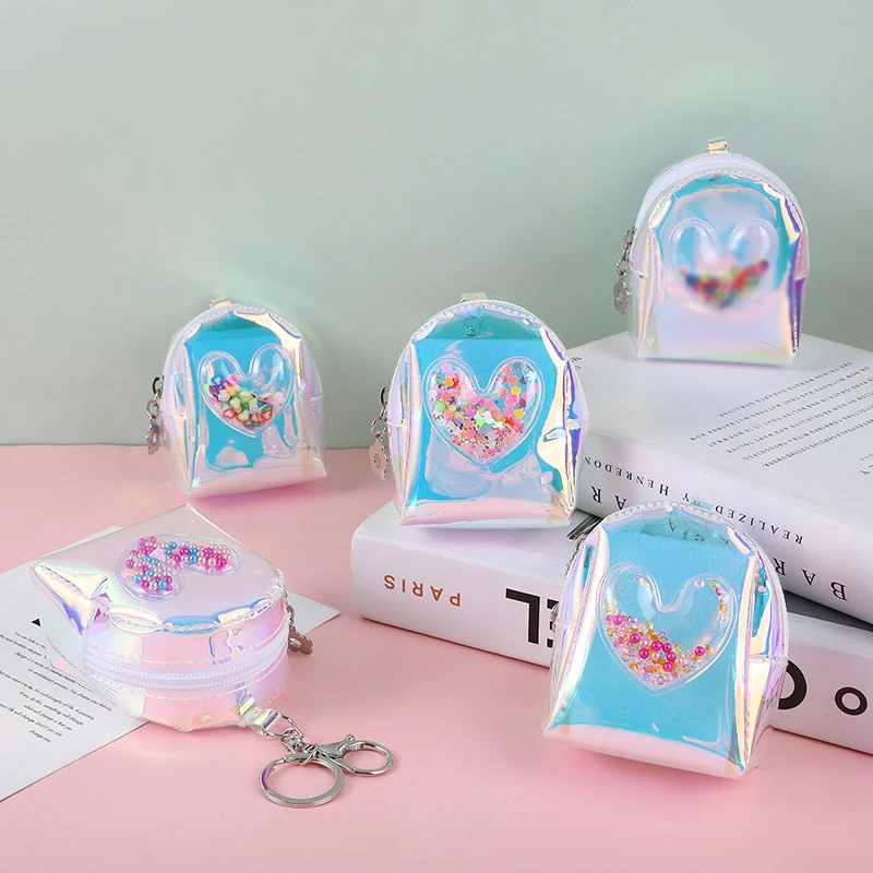 Multifunctional Transparent Coin Purse Fashion Colorful Small Backpack With Keychain Students Key Bag Mini Backpack Pendant Gift