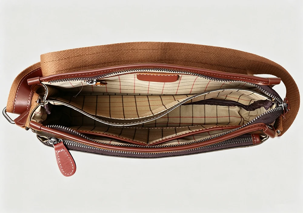 LUOKIR Unisex-Umhängetasche aus Leder, Umhängetasche aus Rindsleder mit Oberschicht, trendige Paarung mit Pendler-Briefträgertasche – Detail 14
