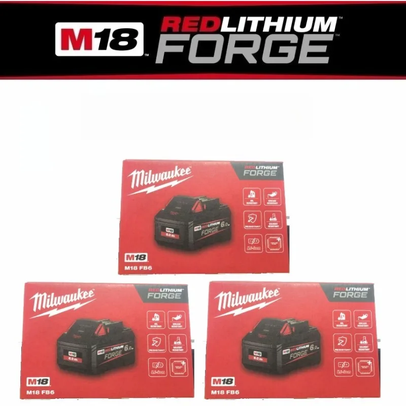 100% Original Milwaukee M18 6.0Ah NEW FORGE Battery. Voltage 18V, Model 48-11-1861 Power Tools Rechargeable Lithium Battery